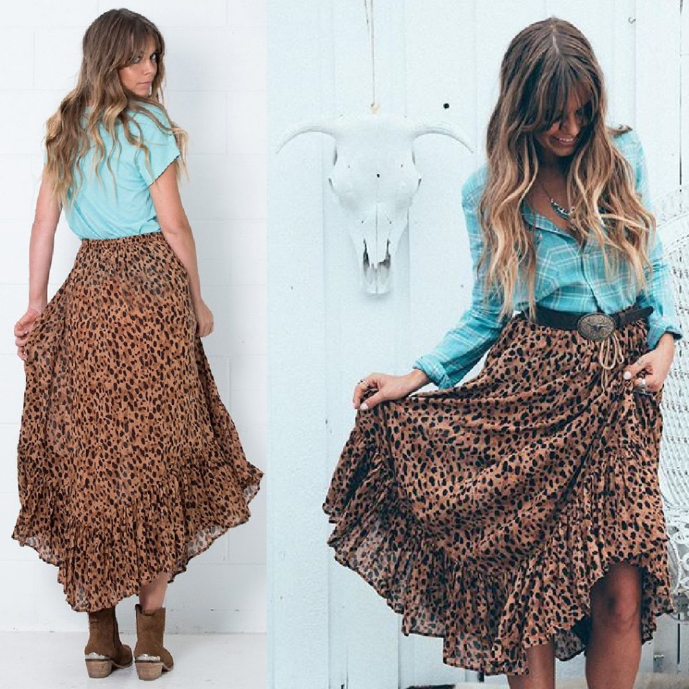 Spell designs saphari maxi skirt leopard XS safari - Picture 1 of 8